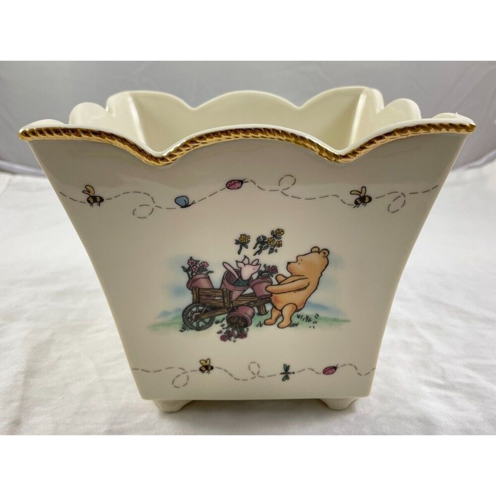 Lenox Disney Pooh’s Blooming Friendship 2001 Fine Ivory China Flower Pot
